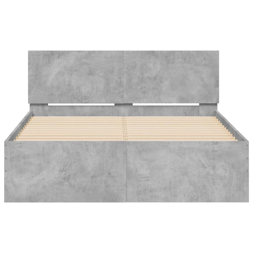 vidaXL Giroletto con Testiera e LED Grigio Cemento 140x200 cm