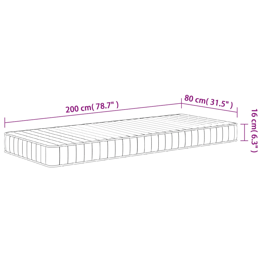 Materasso in Schiuma Mediamente Morbido-Materasso per Letto 80x200 cm 221196