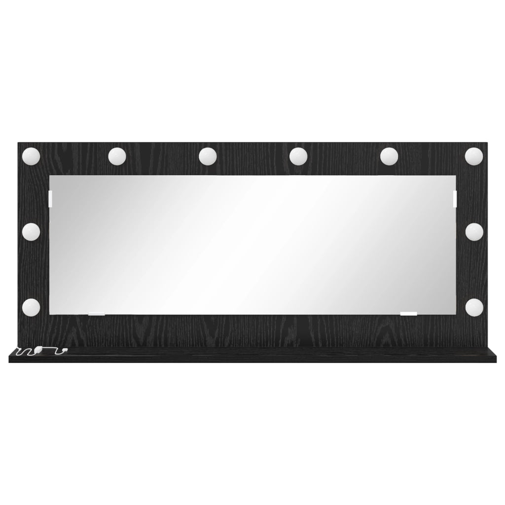 Specchio da toeletta con luci LED Rovere Nero 100x45x18 cm