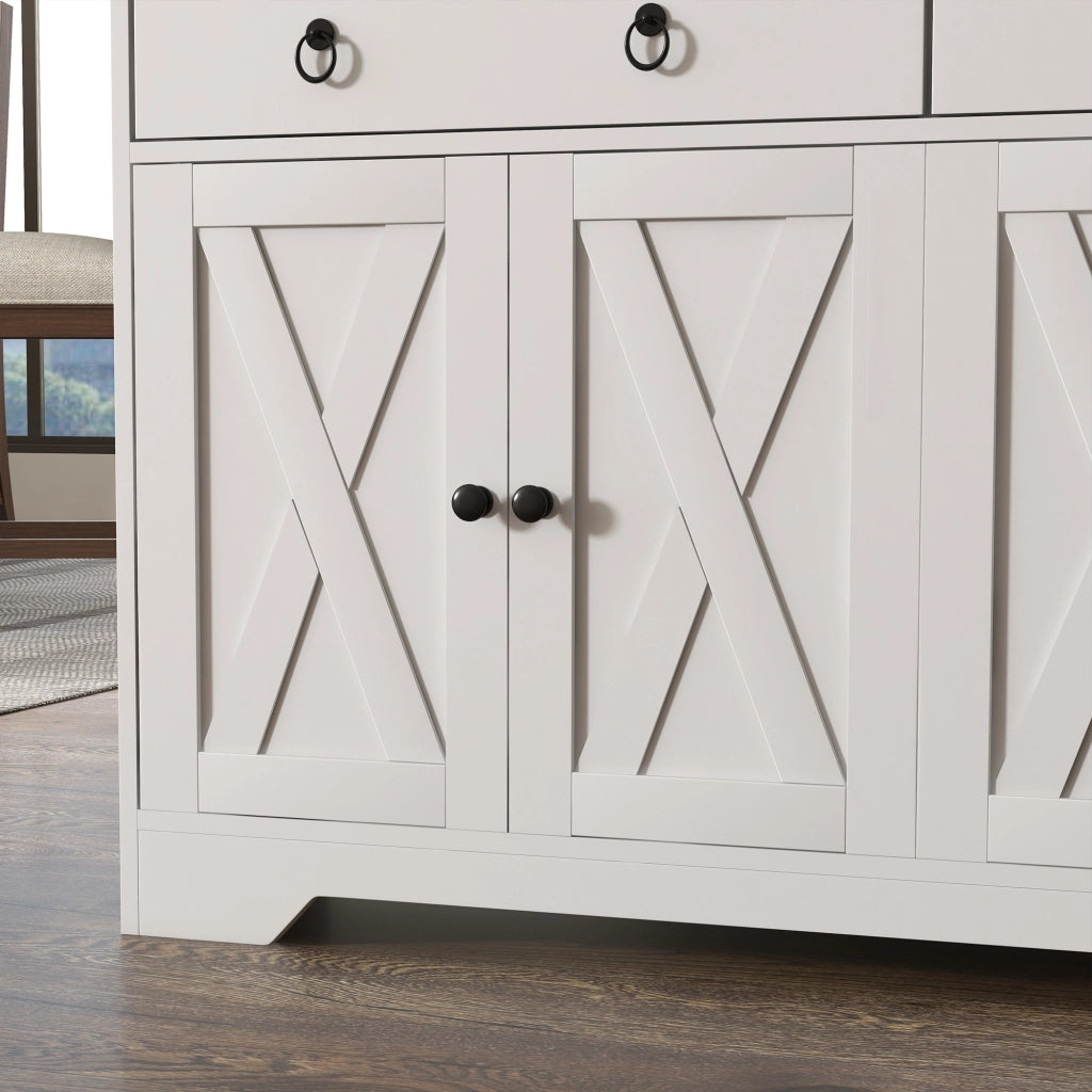 Credenza con 2 cassetti e 2 ante ¨C Xylo ¨C stile country bianco con ripiani regolabili