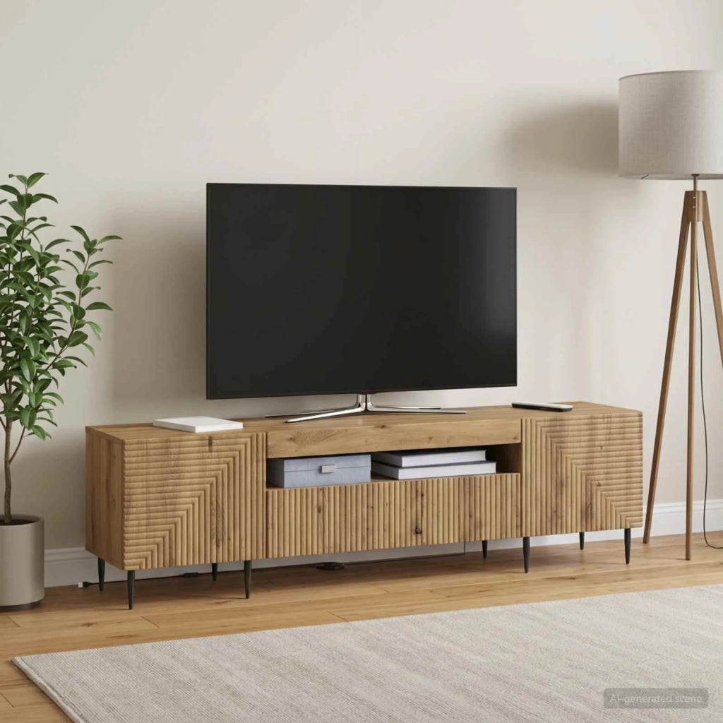 Mobile TV LED Rovere Artigianale Legno ingegnerizzato 896914