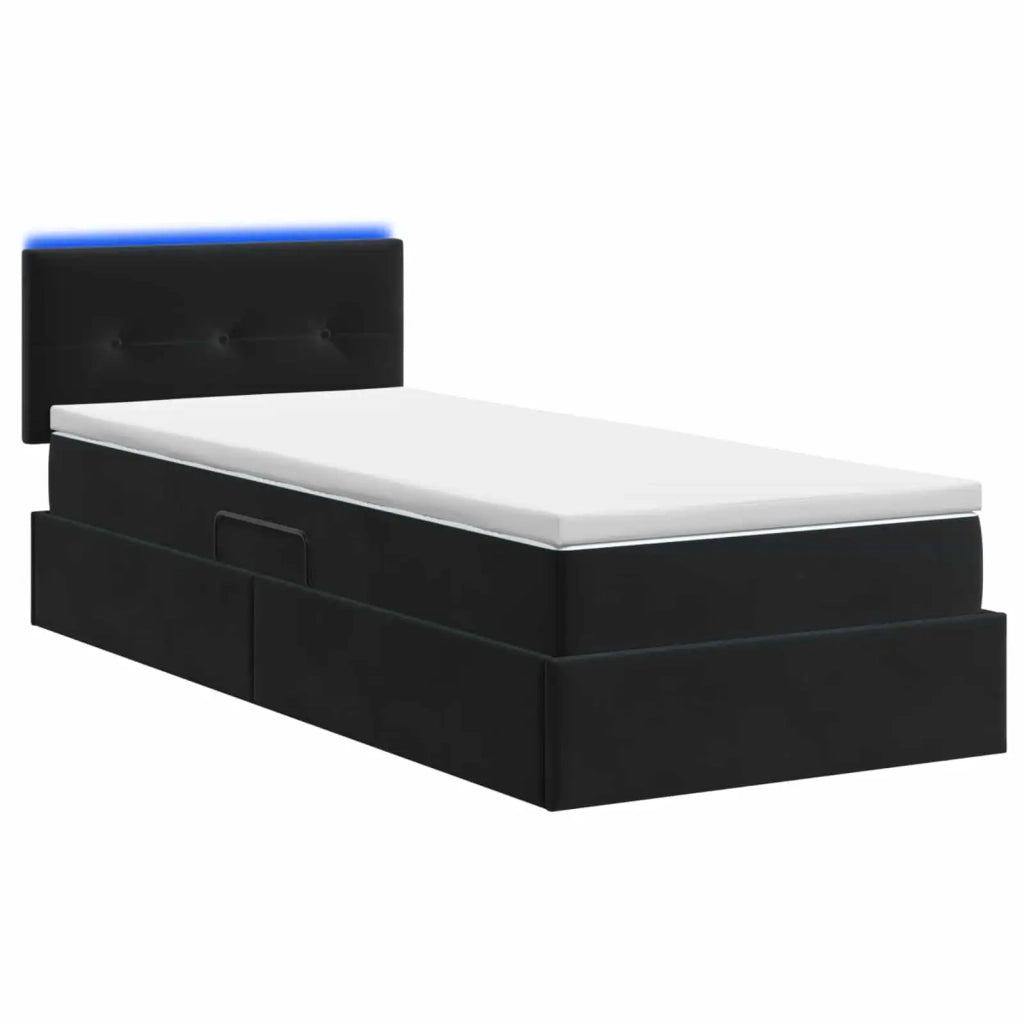 Letto con contenitore LED e materasso Nero 100 x 200 cm Velluto 3459230