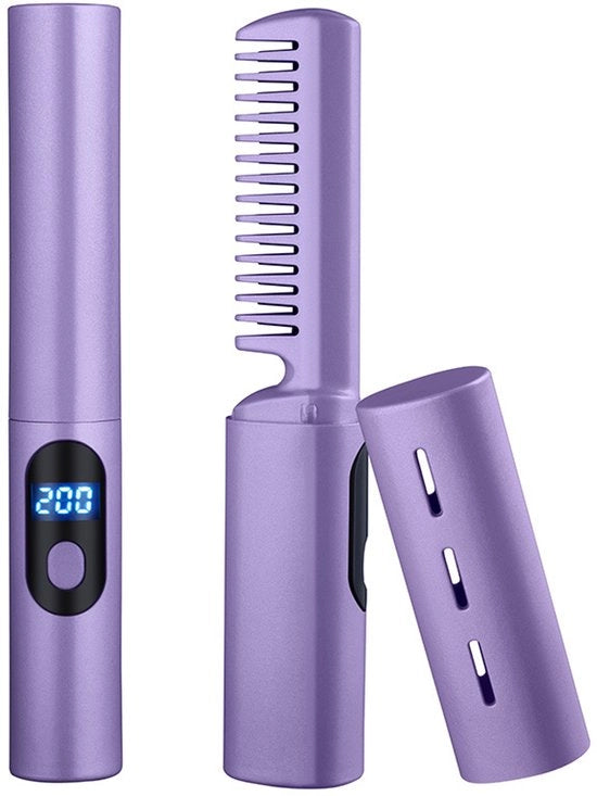 Stilo e Crimpatore 2 in 1 – Spazzola Stilizzante Ricaricabile, Riscaldamento Ceramico, Spazzola Stilizzante Ioni Negativi, Senza Fili, Portatile, Mini Crimpatore, Crimpatore, Stilo, Crimpatore, Spazzola Stilizzante