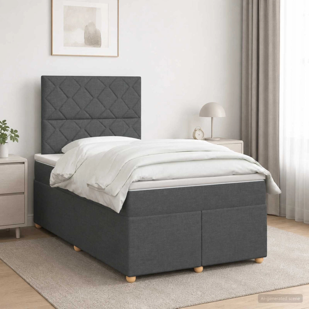 Letto box spring con materasso Grigio Scuro 120 x 200 cm 3453866