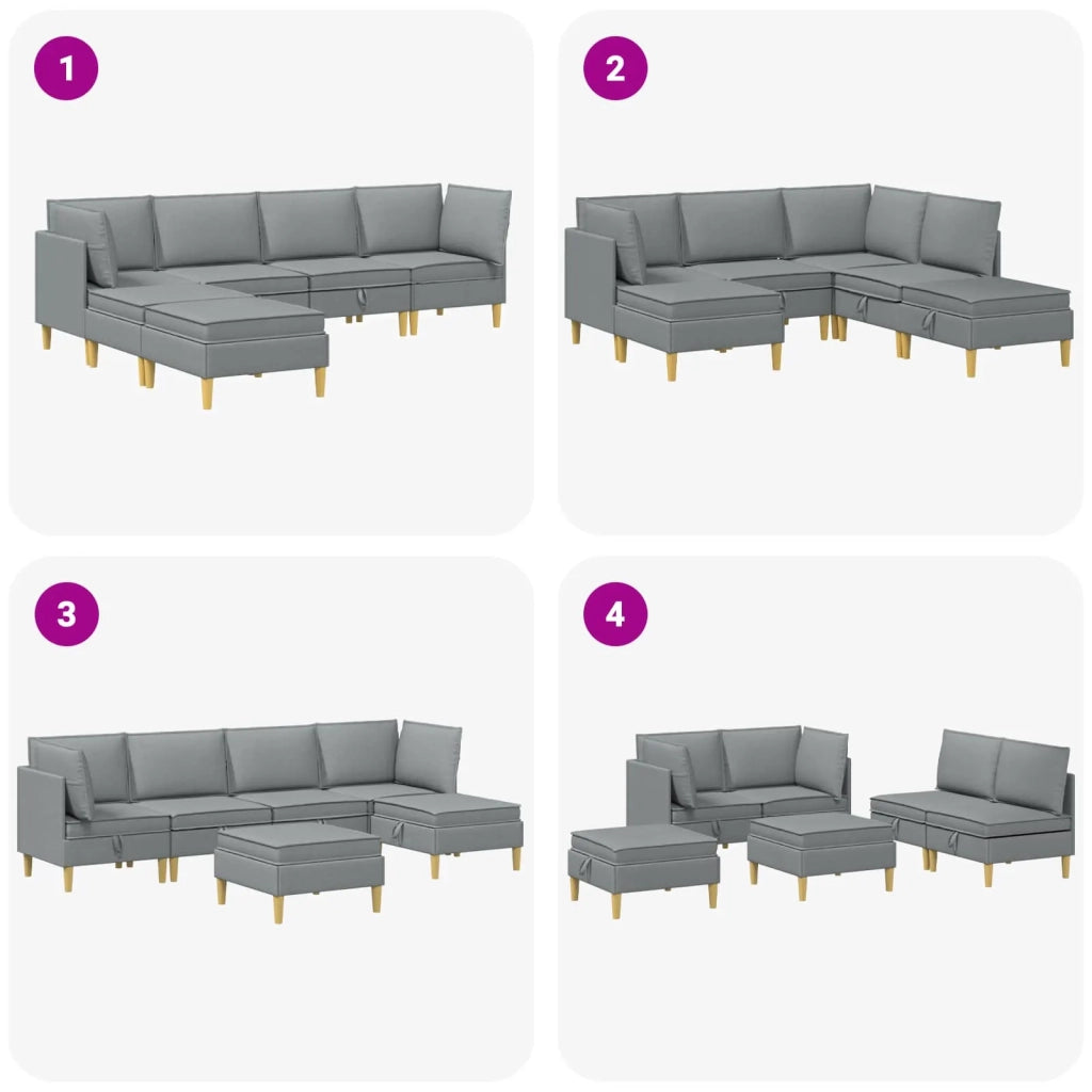 Set di mobili per il soggiorno 6 pcs Grigio Chiaro Tessuto 3413677