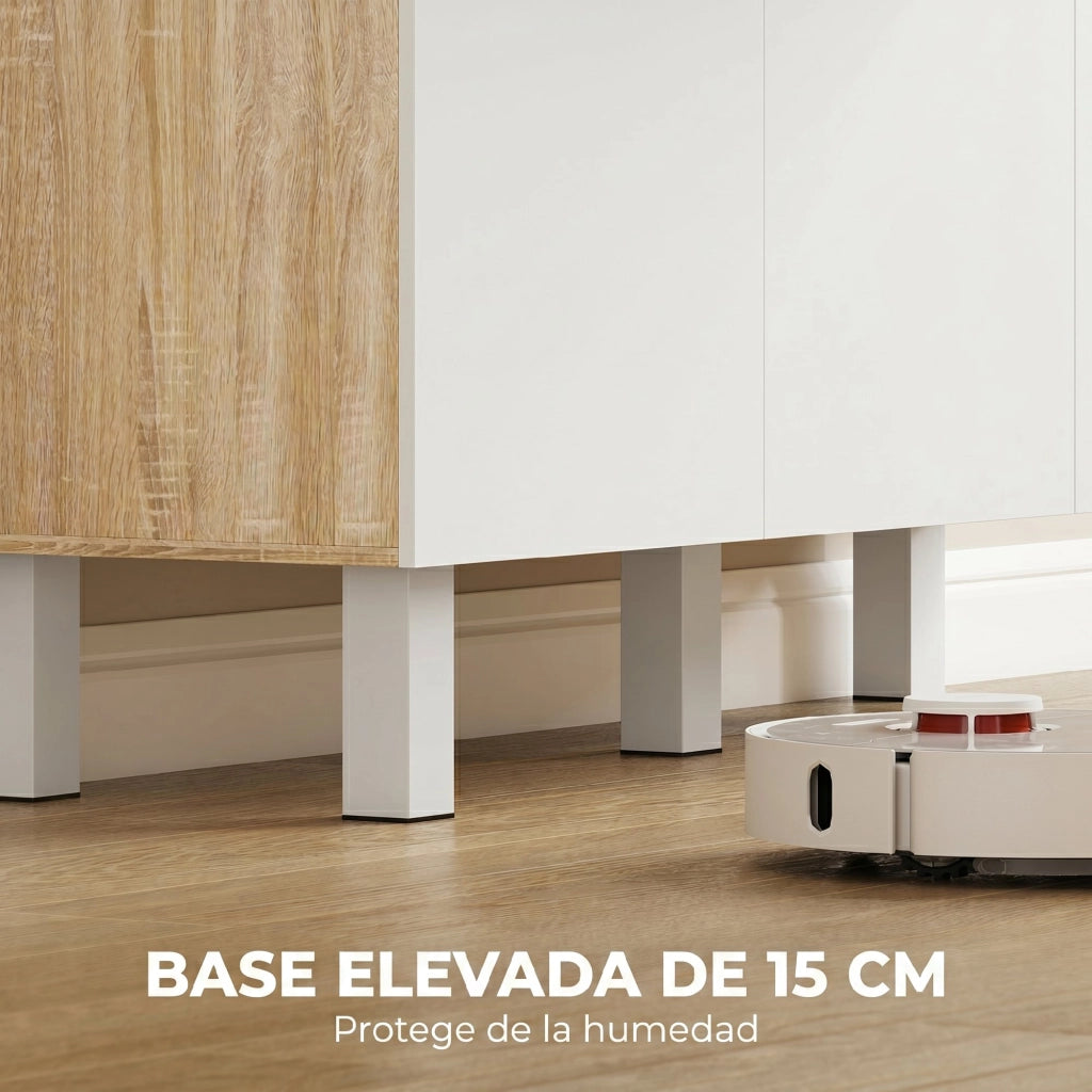 Mobile Cucina Alto con 6 Ante e Cassetto Piano Lavoro per Microonde ¨C Xylo ¨C Bianco 120x40x175 cm