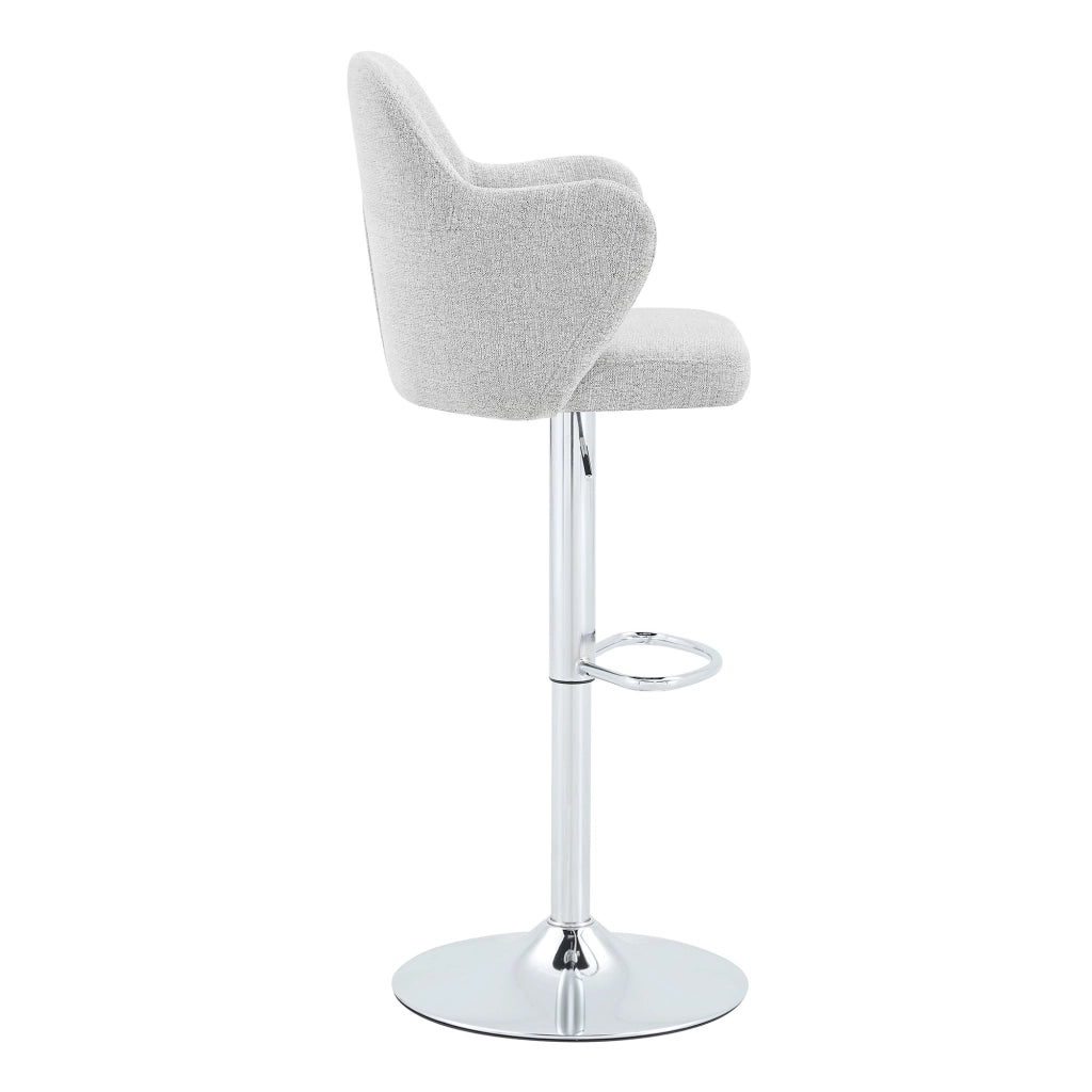 Sgabello da bar regolabile girevole a 360° con braccioli e poggiapiedi in tessuto grigio chiaro set da 2