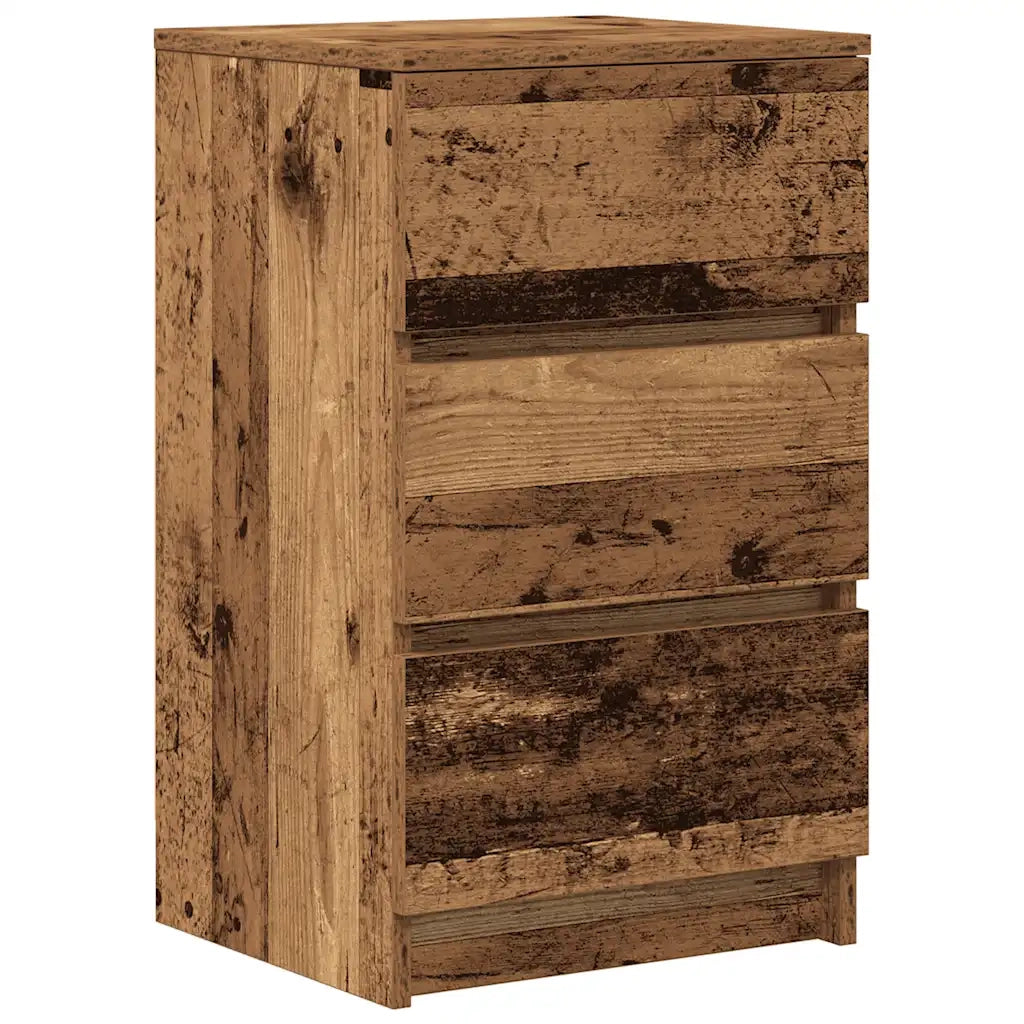 Comodino con 3 Cassetti-Tavolino da notte Legno Antico 39x35x65 cm