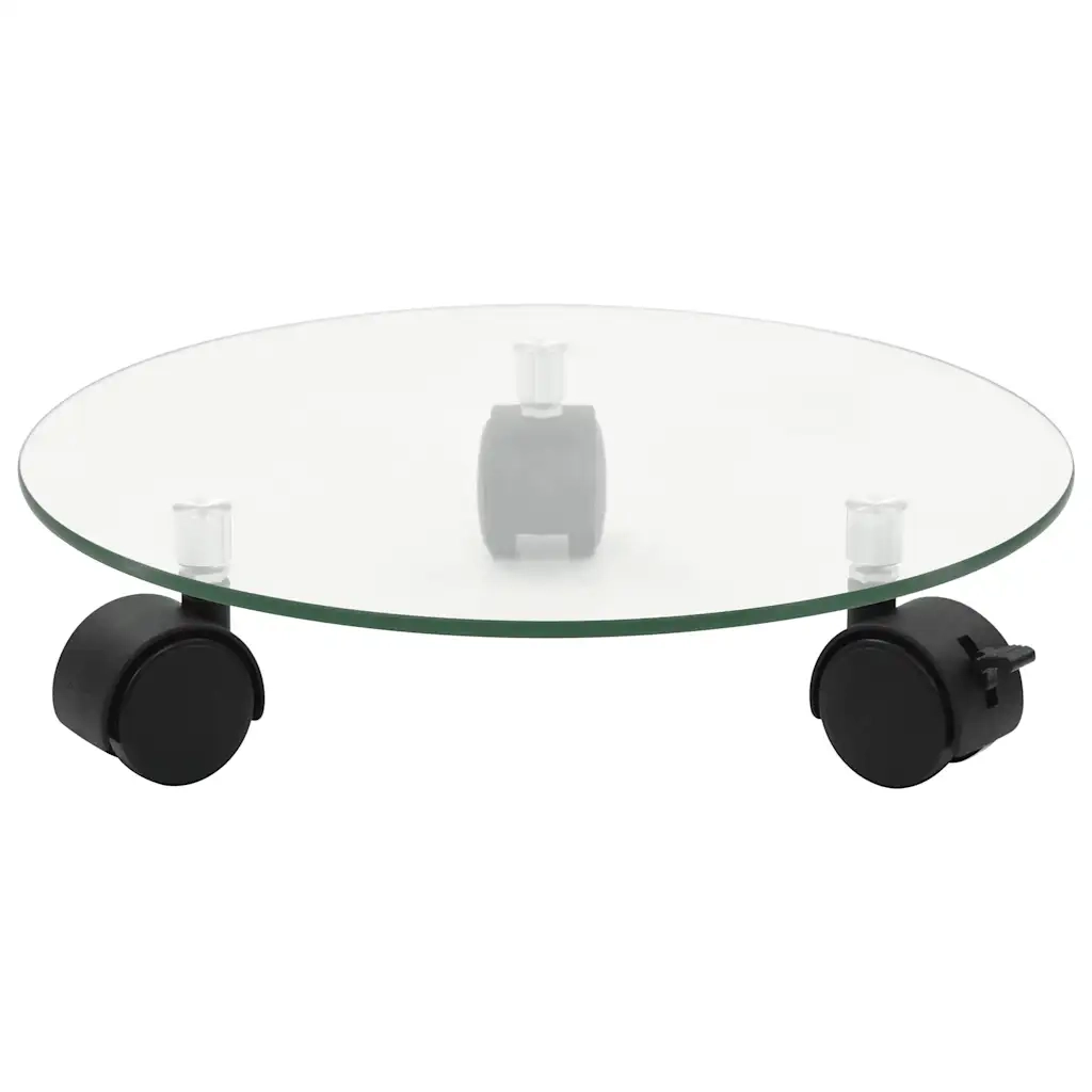 Pedane con Ruote per Piante 2pz in Vetro Temperato Rotondo 28cm 245691