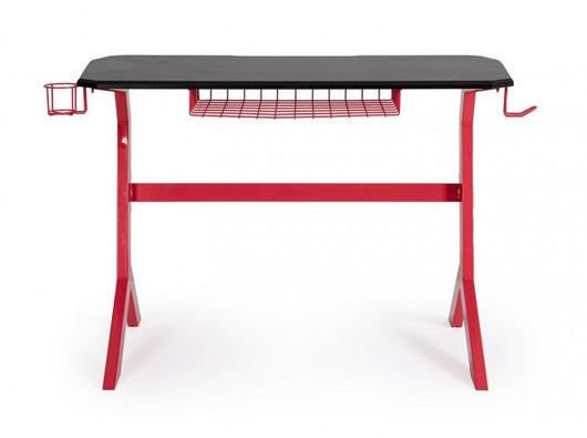 Scrivania Gaming 118x65x76 cm Gaming in MDF Rosso-Nero