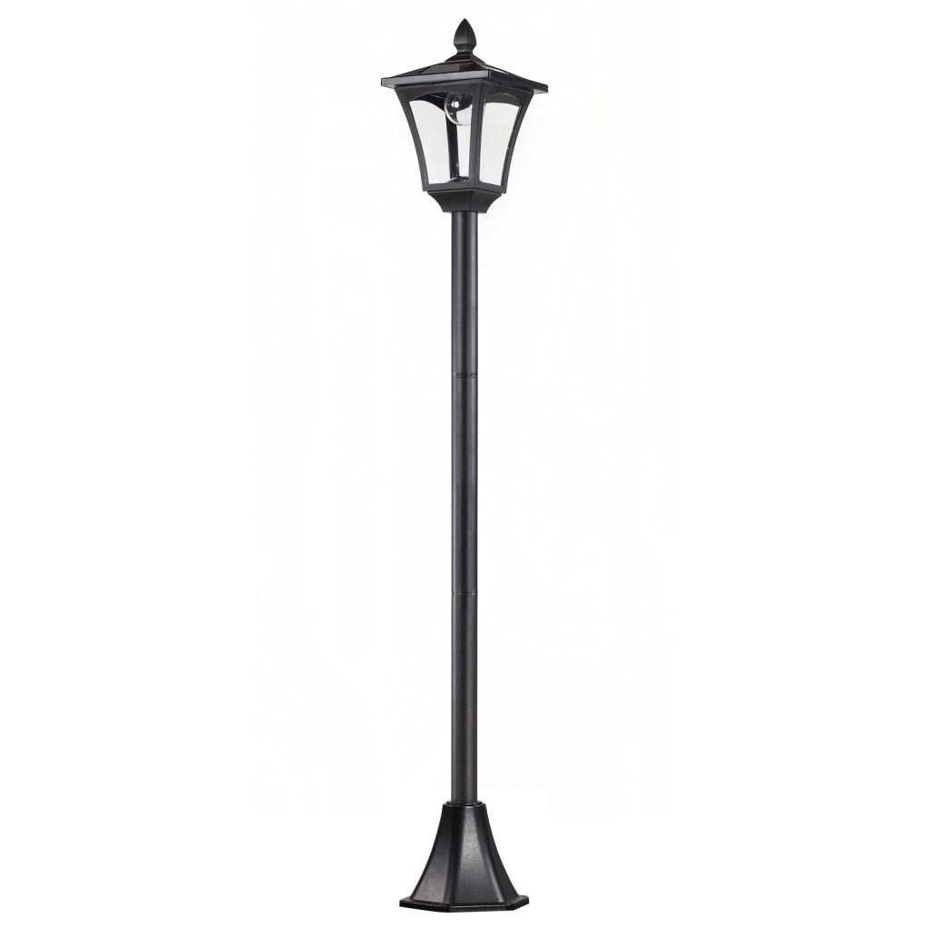 Lanterna da giardino solare a LED, design retrò, 29 lumen, IP44, nero, 15 x 15 x 120 cm