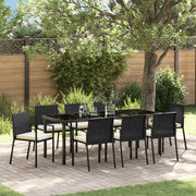 Set da Pranzo da Giardino 9 Pezzi Nero Polyrattan