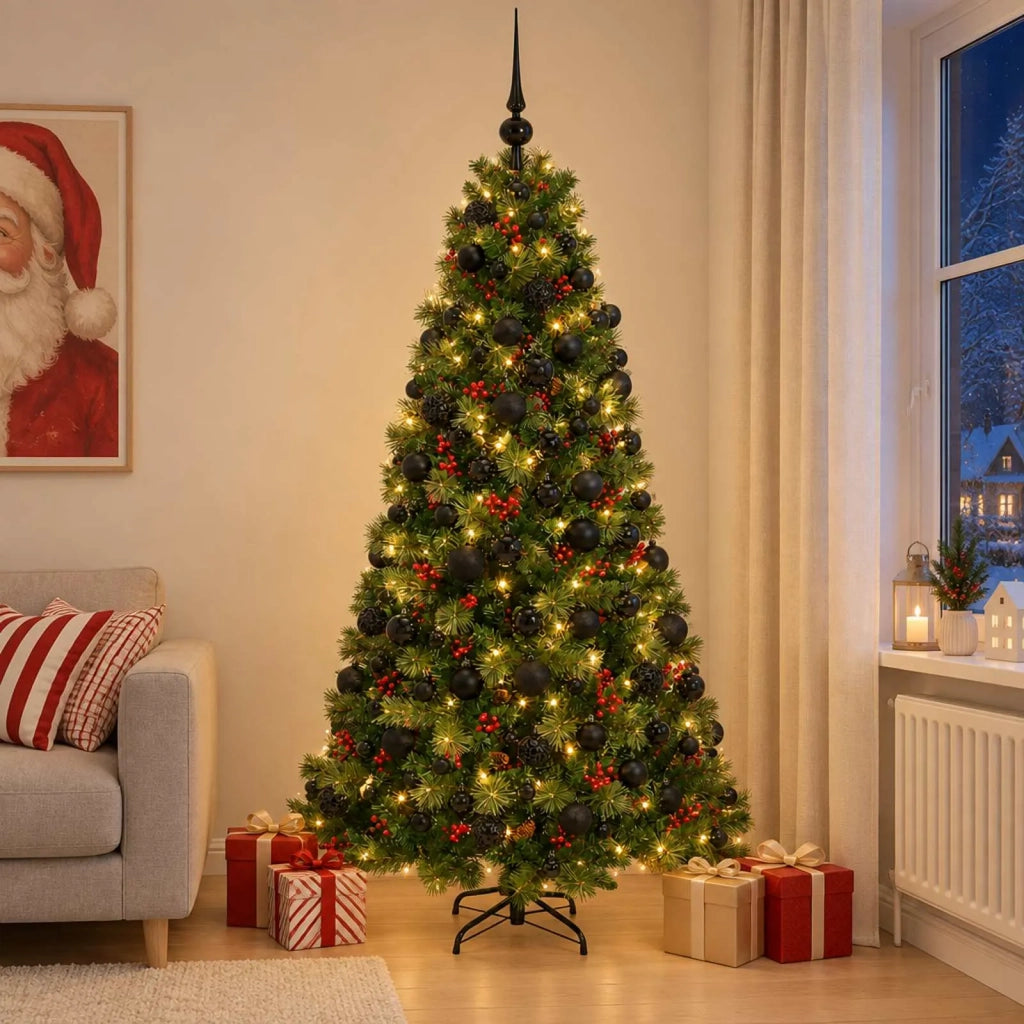 Albero di Natale artificiale con palline 180 cm 300 LED 3466430
