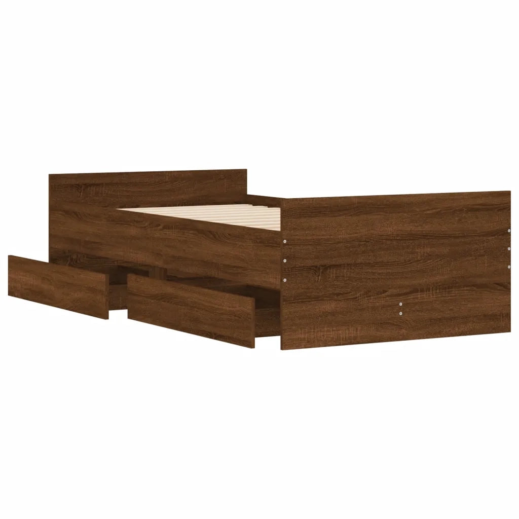Giroletto con Cassetti-Struttura Letto con contenitore Rovere Marrone 90x190 cm