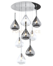 SOSPENSIONE CROMO 8 LUCI TONDA VETRI 4X TR + 4X FU 1177CR-S8 T-TF