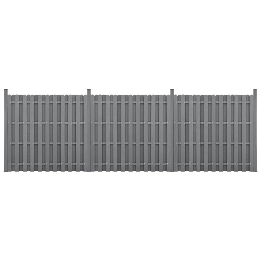 Recinzione in WPC per Giardino Staccionata a Doppia Faccia Steccato Alto 185 cm Lungo 562 cm Grigio NEU.HOLZ