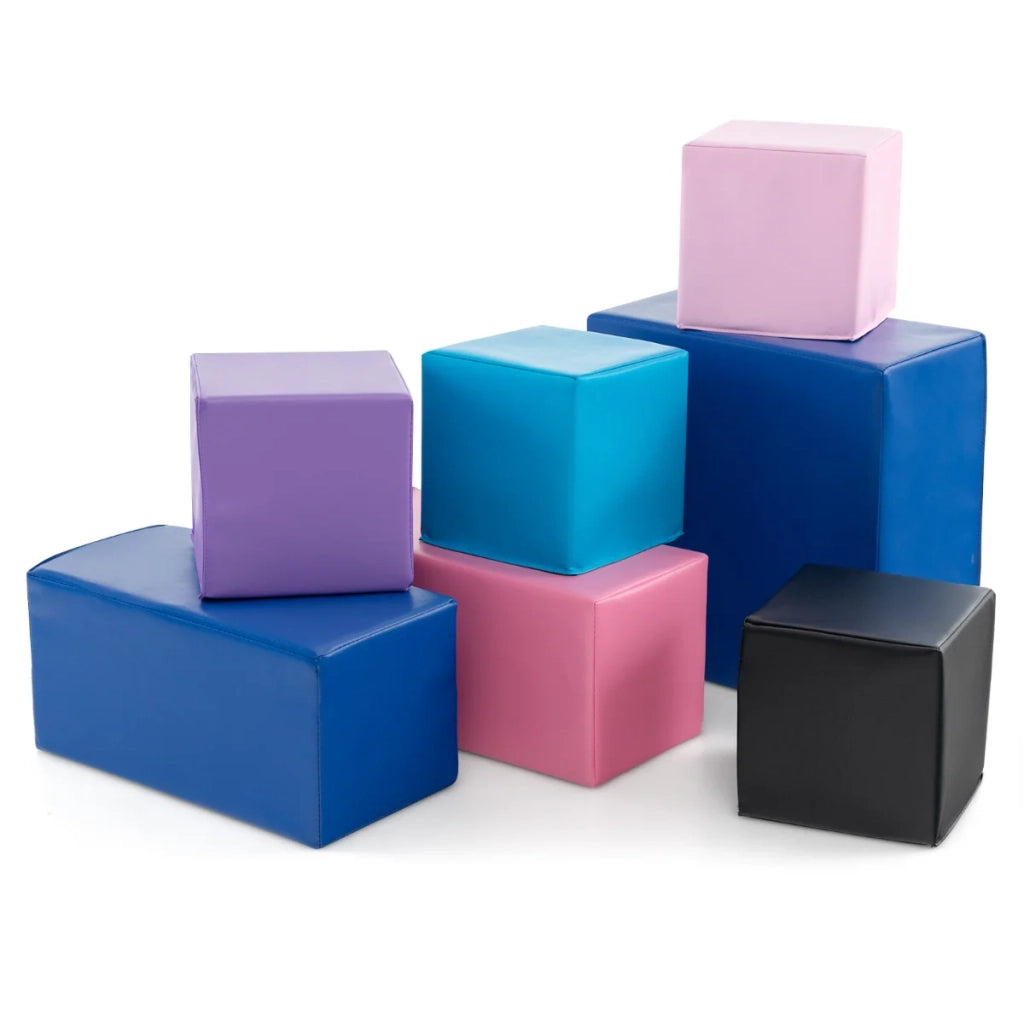 Set di 7 blocchi da costruzione in schiuma 20 x 20 x 40 cm da impilare e arrampicare per creare un'atmosfera creativa in similpelle colorata 20_0018652