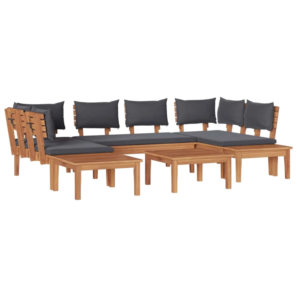 Set Divano da Giardino 4 pcs Marrone e Grigio