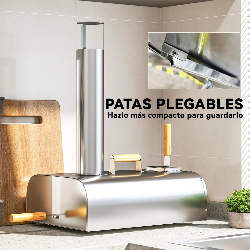 Forno da pizza per esterno con pietra refrattaria ¨C zephmum ¨C grigio 79x36x75 cm