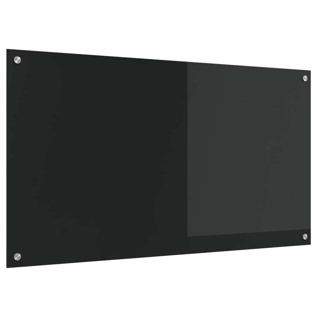 Paraschizzi moderno per cucina 110 x 60 cm resistente al calore con facile installazione in vetro temperato nero 02_0058478