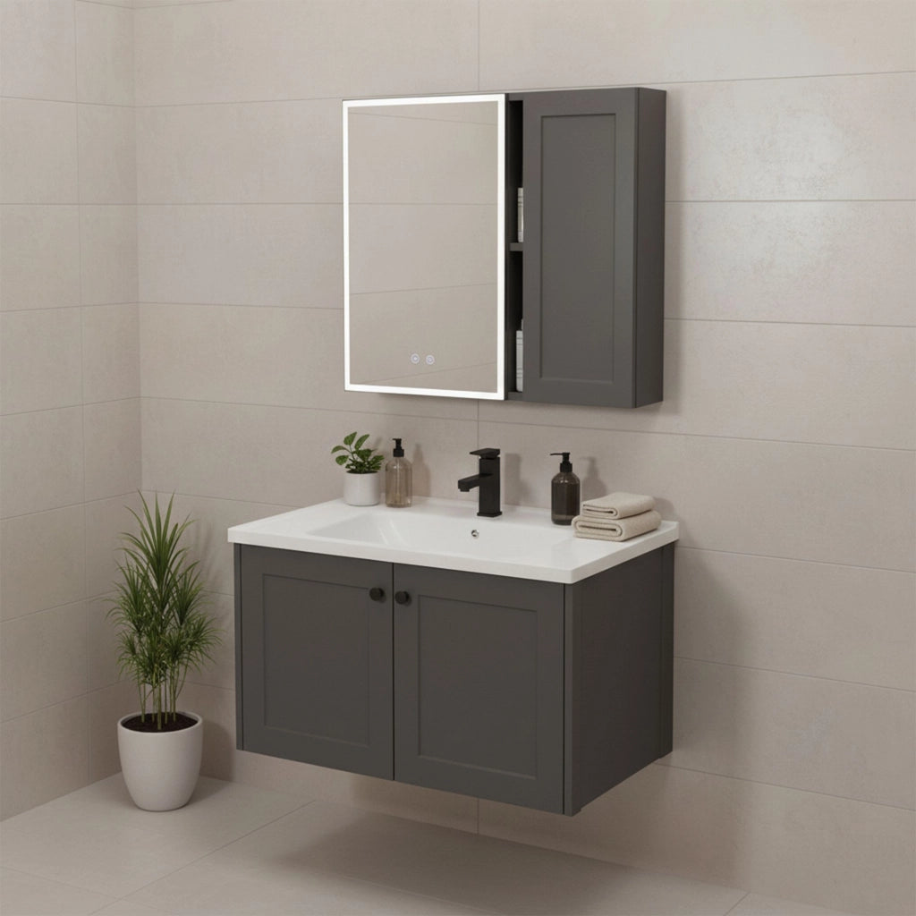 Set Di Mobili Da Bagno Con Lavabo Monti 60cm Grey