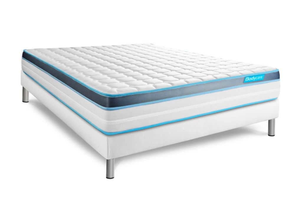 Pack letto completo - Materasso 140x200 cm + Rete imbottita a doghe (in kit) + 2 cuscini + Piumino - BodyFit