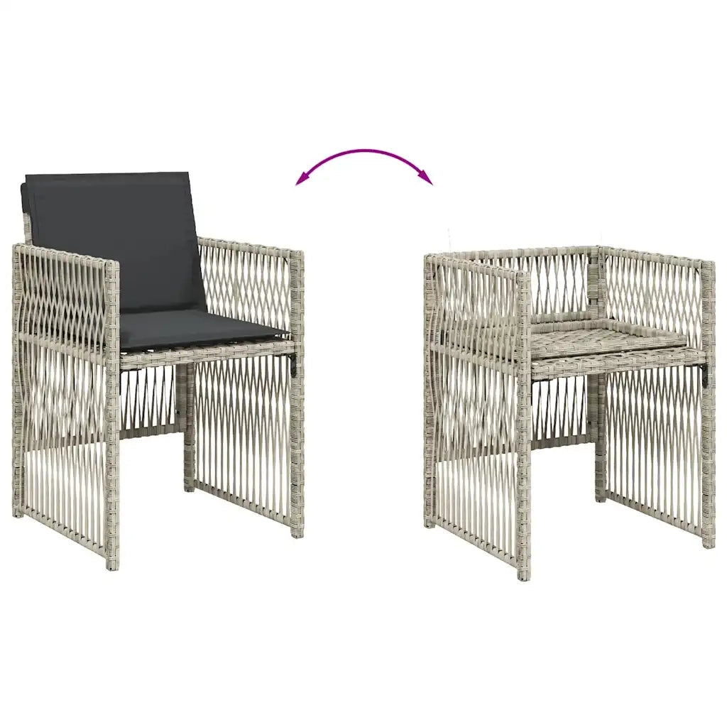 Set da Pranzo da Giardino 7 pz Cuscini Polyrattan Grigio Chiaro 3210911