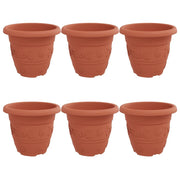 Set di 6 vasi da fiori rotondi moderni versatili e leggeri 26 x 26 x 21,5 cm in plastica rosso mattone 02_0059324