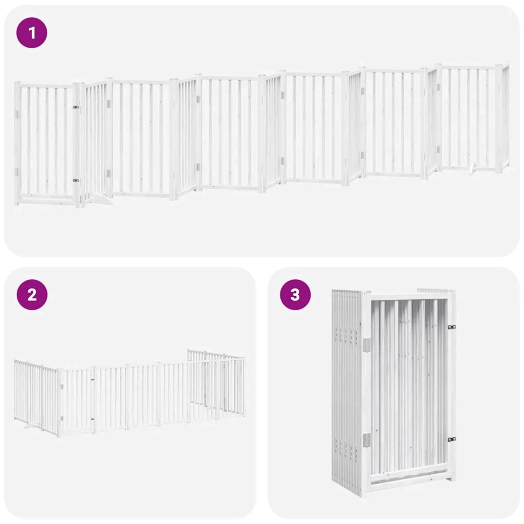Cancelletto di sicurezza per animali domestici porta pieghevole 12 pannelli legno di pioppo bianco 02_0023135