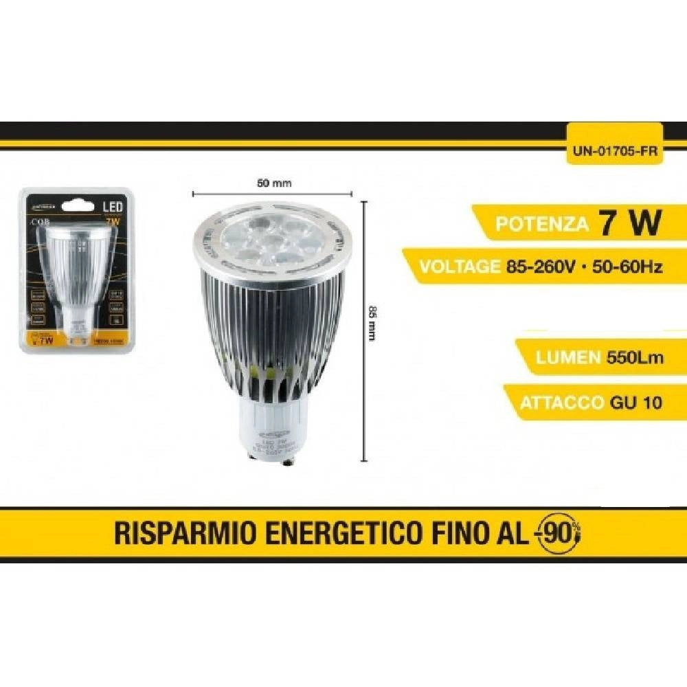 Trade Shop - Lampadina A Led Cob Lampada Gu10 Faretto 7 W 550 Lm Luce Fredda 6500k Un-01705f -