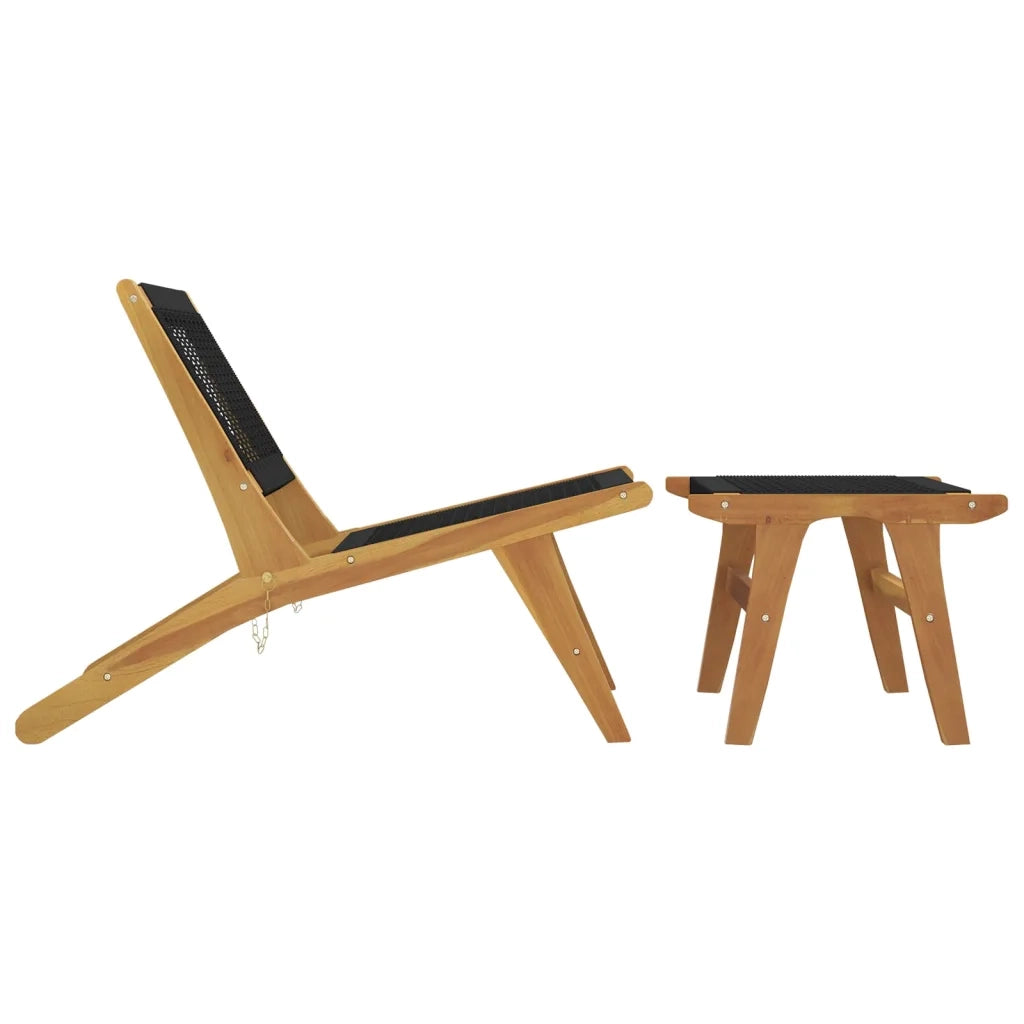 Sedia da Giardino Poggiapiedi Legno Massello di Teak Poliestere 319155