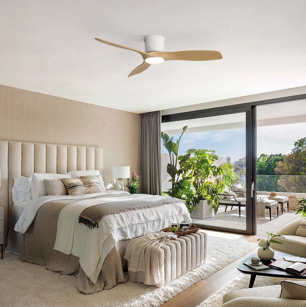 VENTILATORE DA SOFFITTO a Basso Profilo LED 18 W Bianco con Telecomando