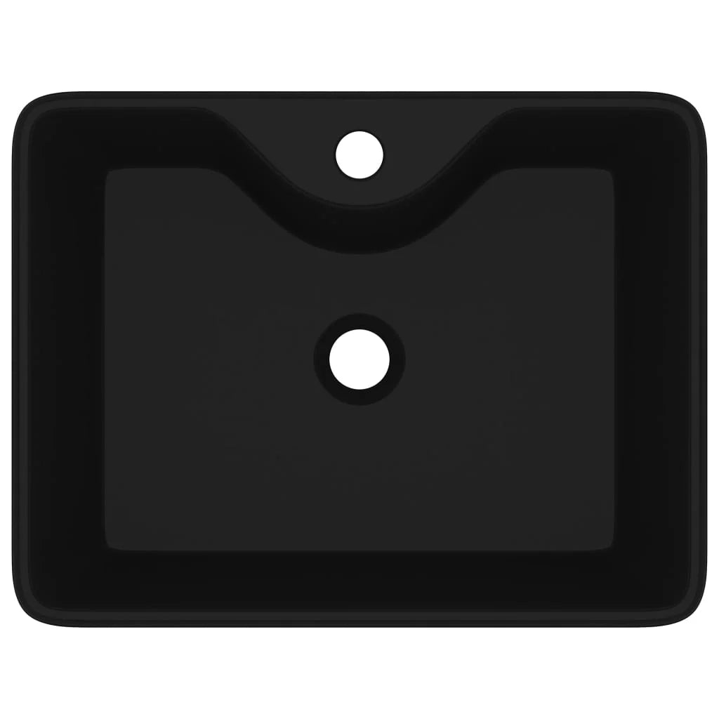 Lavabo quadrato con foro per rubinetto 48 x 37 cm ceramica per bagno nero 02_0002512