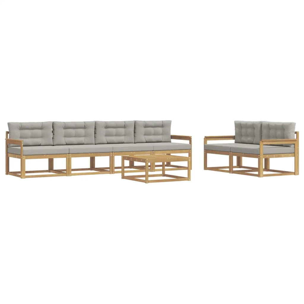 Set di divani da esterno 6 pcs Bianco e Grigio Chiaro