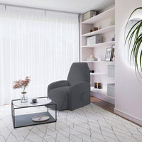 Copripoltrona Reclinabile Elasticizzato Taglia Unica con Tasca Laterale Grigio Scuro