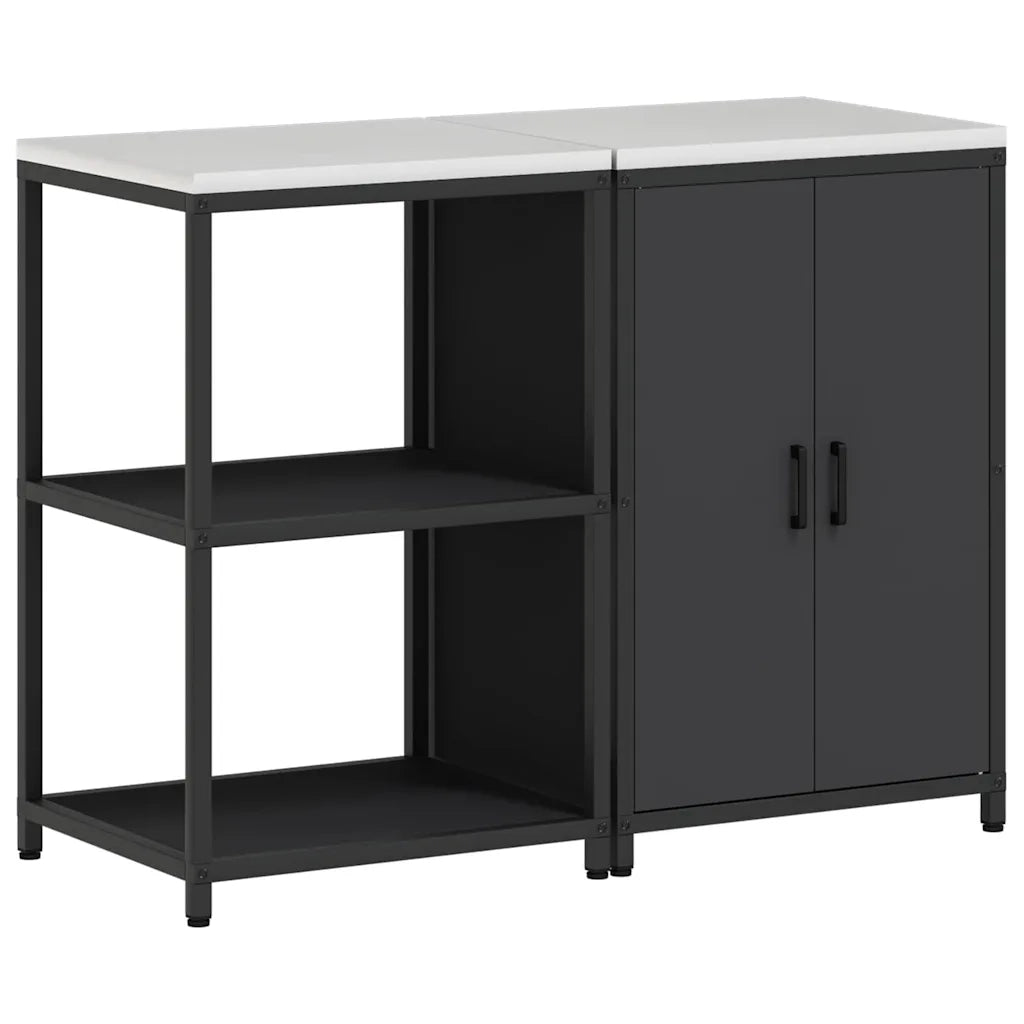 vidaXL Set di Stoccaggio per Cucina 2 pcs Nero 120 x 50 x 92 cm