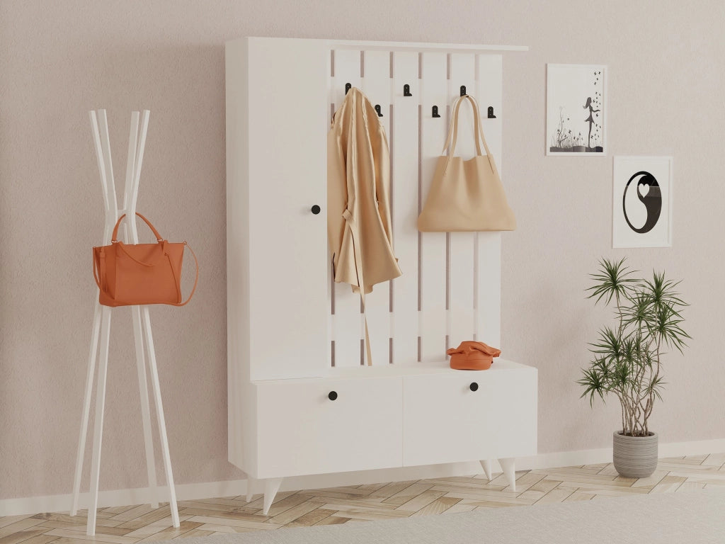 Mobile da corridoio in legno "Lala" - 35 x 112 x 170 cm - Bianco