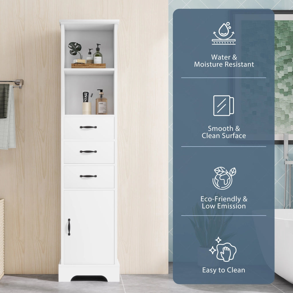 Armadietto Bagno con Cassetti e Ripiani ¨C MINIMAL ¨C Bianco 38x26x172,5 cm