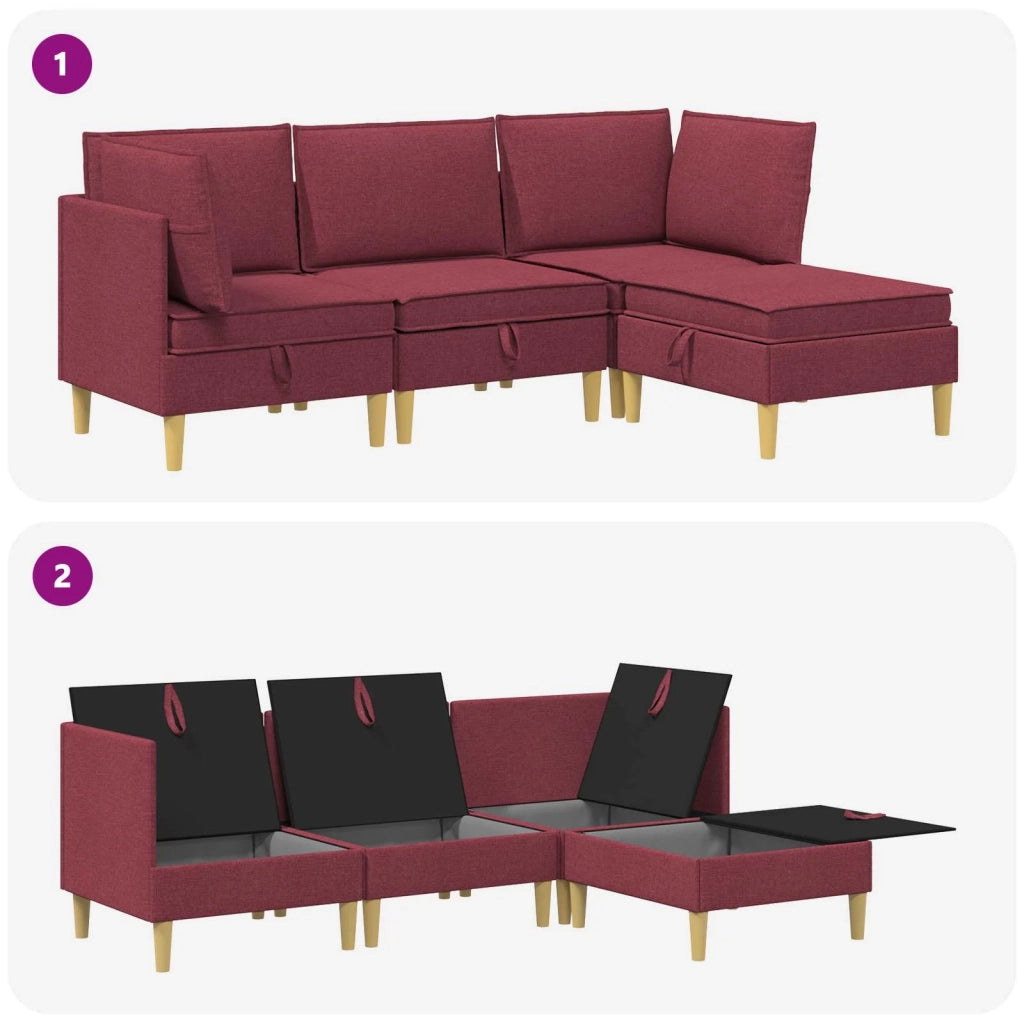 Set di divani modulari con spazio di archiviazione 4 pcs