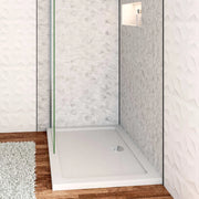 Piatto Doccia 120x70cm Bianco Spessore di 3 cm in Pietra Artificiale e Resina Minerale Mista Piletta Extra Piatta Sottile e Tubo inclusi