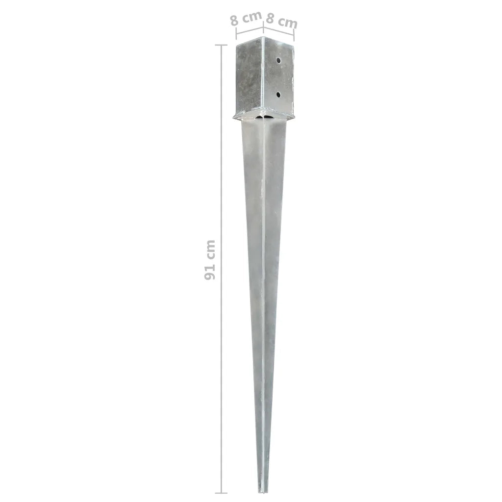 Picchetti di Terra 6 pz Argento 8x8x91 cm in Acciaio Zincato 145411