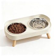 Set di ciotole per cani elevate - doppie ciotole in acciaio inossidabile - protezione per le zucche - piedini antiscivolo - sicuro e duraturo - alimentazione salutare per cani - contenitore per cani