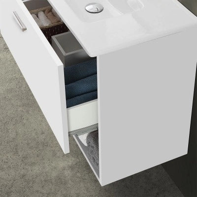 Mobile bagno sospeso 80 bianco con pensile 150 lavabo e specchio  Martha