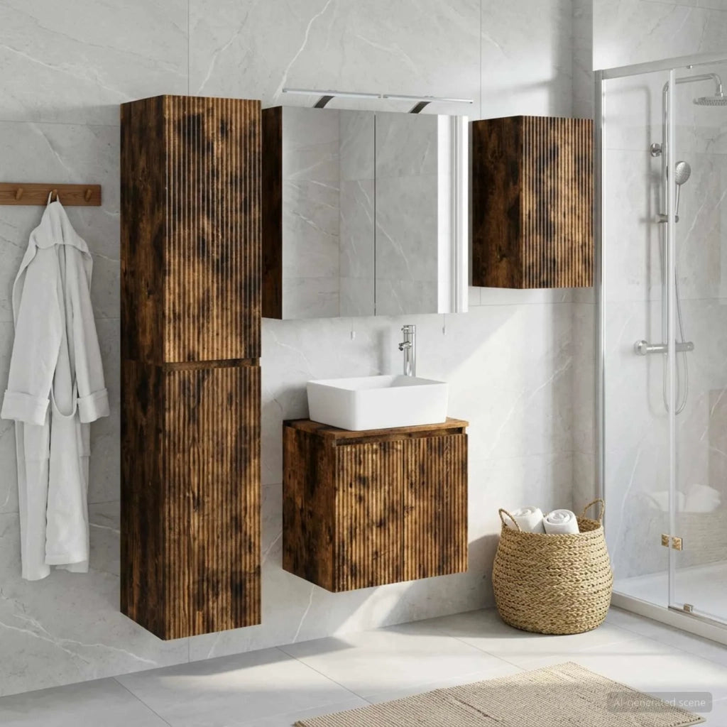 Set di Armadi da Bagno 5 pcs Rovere Fumo 50 x 14,5 x 70 cm 3407315