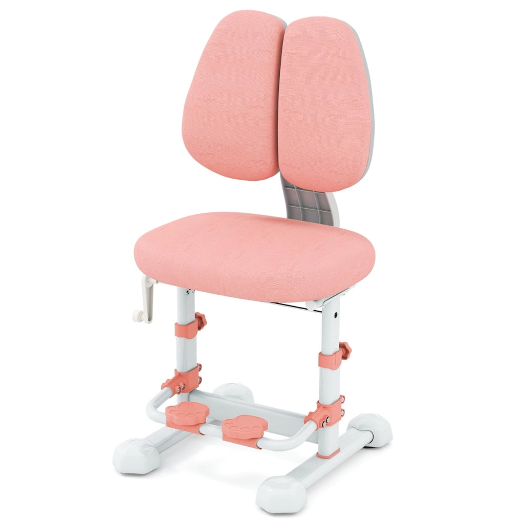 Sedia da studio per bambini con schienale doppio regolabile e poggiapiedi, Sedia da ufficio senza braccioli Rosa-Tavoli e sedie