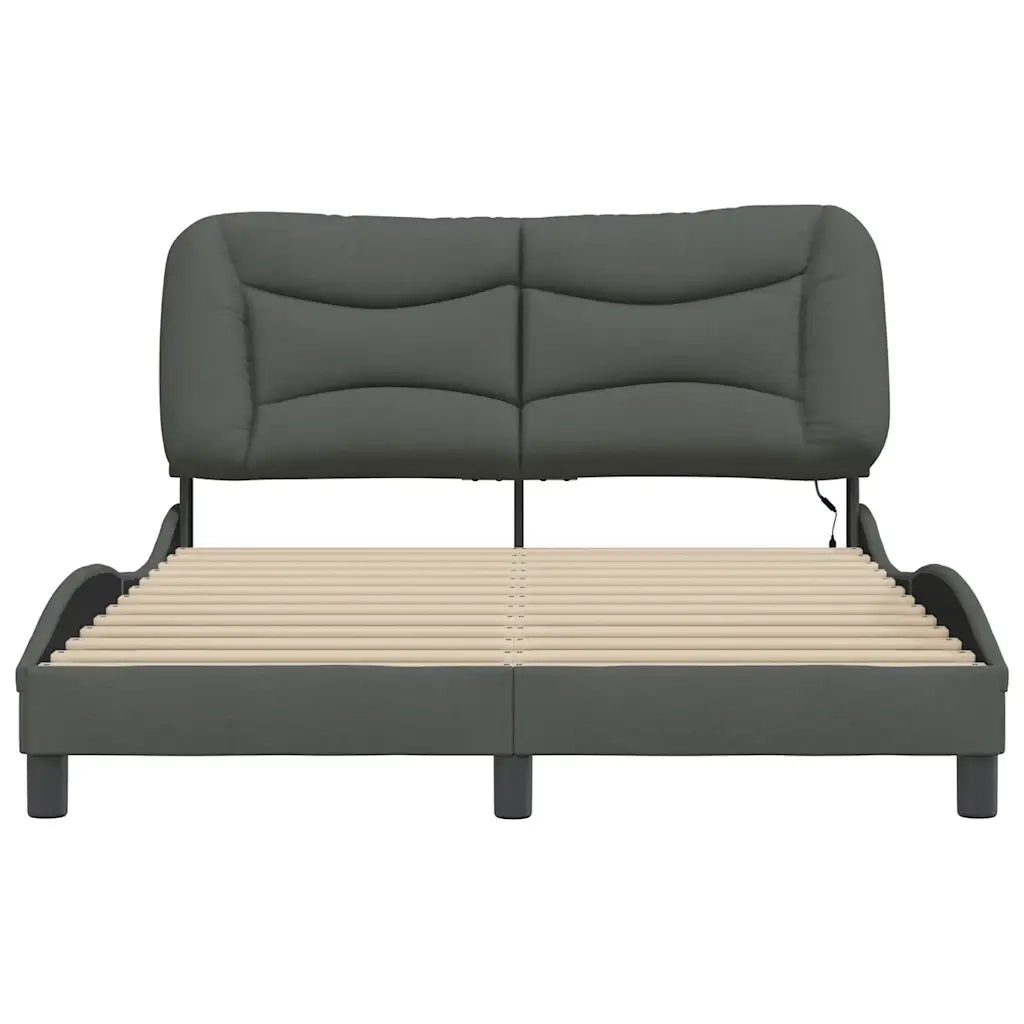 Giroletto con LED senza Materasso-Struttura Letto Hvar Grigio Scuro 140x190 cm