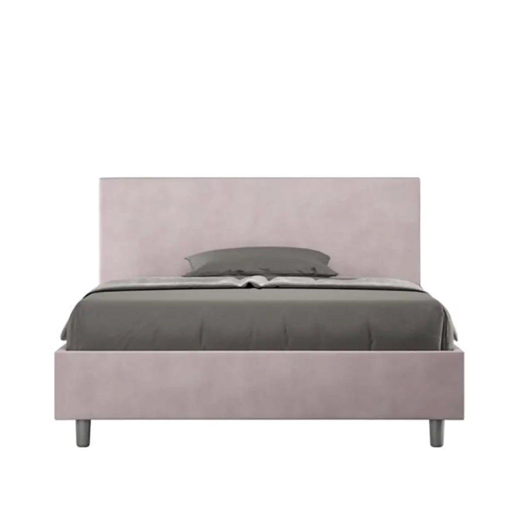 Letto matrimoniale francese senza rete imbottito 140x210 microfibra glicine Adele