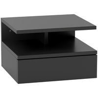 Comodino Sospeso per Camera da Letto 35x32x22,5 cm con Cassetto in Legno Nero