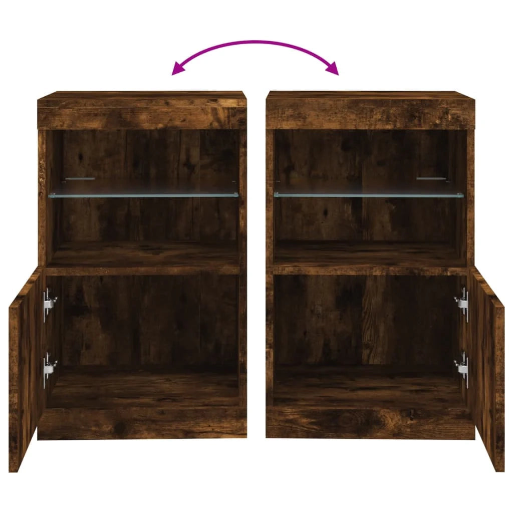 Credenza cassettiera armadio mobile contenitore organizer per cucina soggiorno salotto con luci LED 41 x 37 x 67 cm marrone 02_0029885
