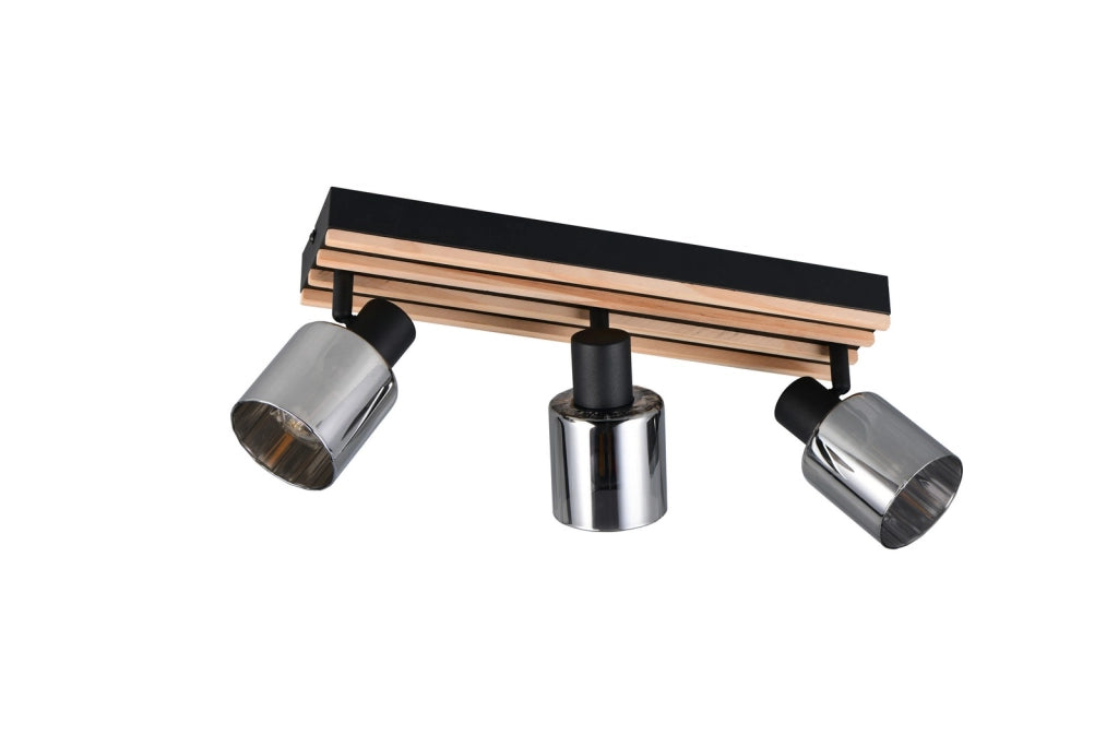 Faretto soffitto TRAVIA 3 luci nero legno E14